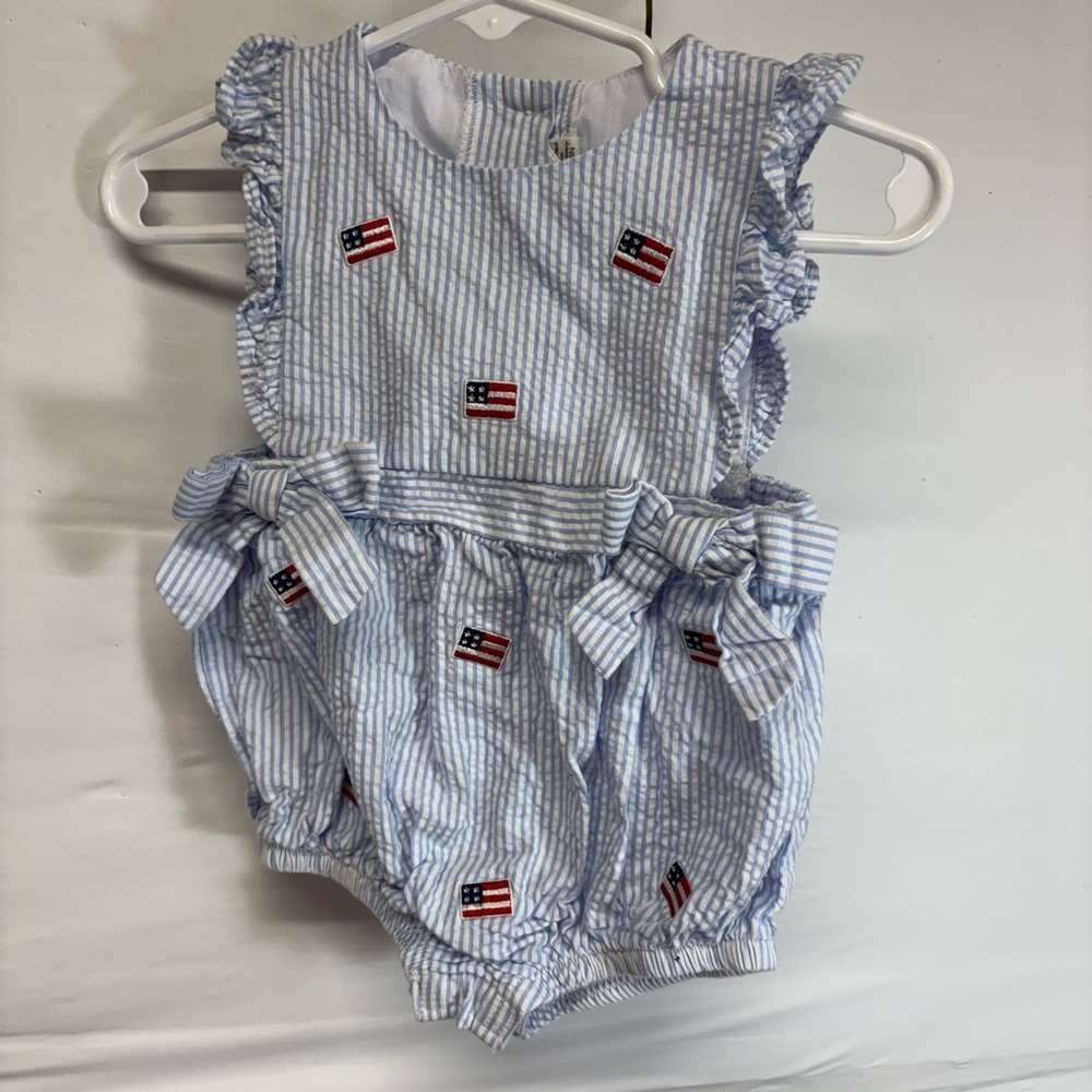 Starting Out 4th of July American Flag Bubble Romper Size 9 Months
